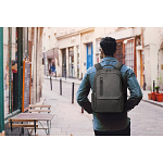 RE-BOSTON. 2Tone recycled nylon waterproof laptop backpack with 210D recycled polyester compartment 3